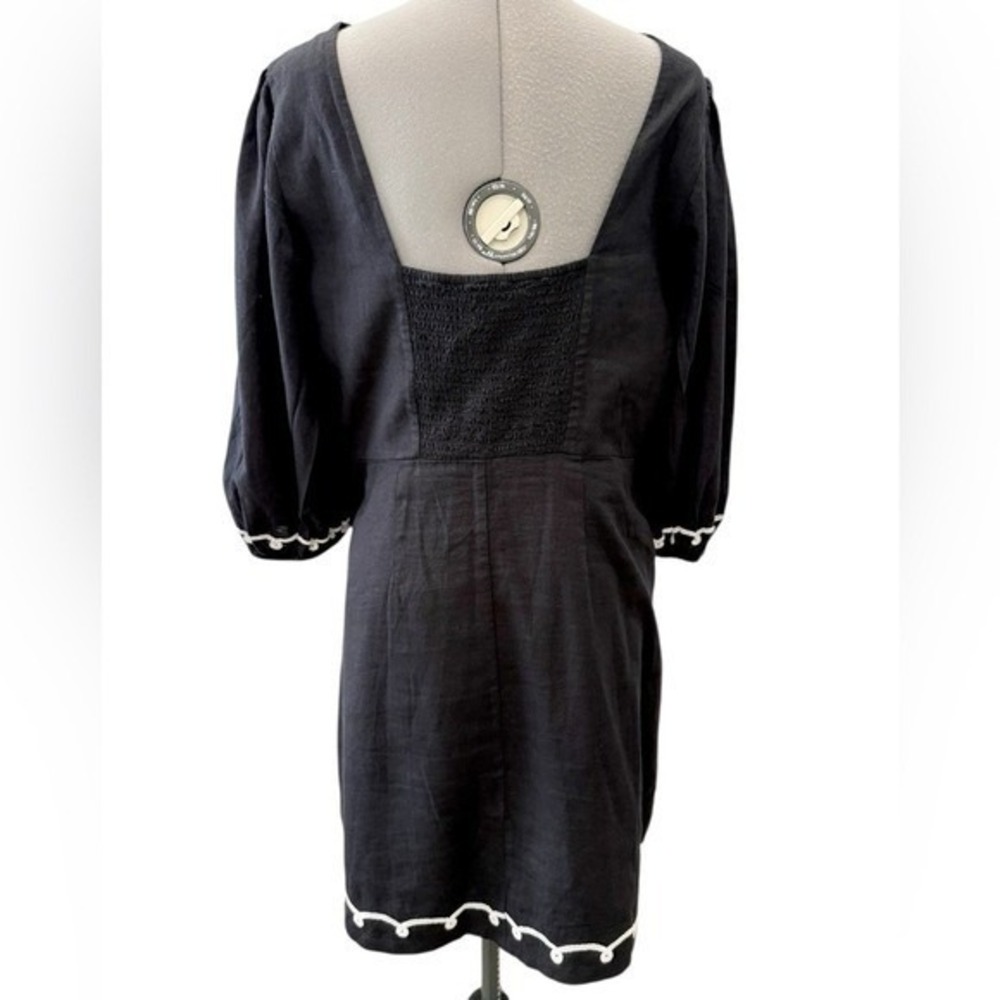 Ann Taylor Black Mini Dress with White Embroidered Trim - Picture 6 of 15
